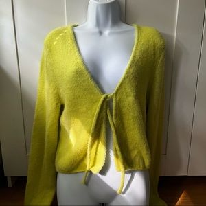 H&M: Neon Tie Front Sweater Knit Top